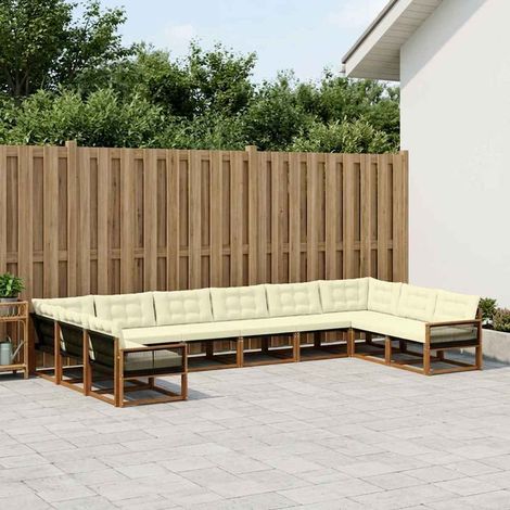 vidaXL Outdoor-Sofagarnitur mit Kissen 10 pcs Natur und Creme (1/5)