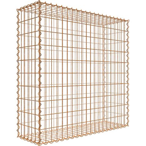 Gabiondeco - Gabion aspect rouille 100 cm x 100 cm x 30 cm (L x H x P). taille des mailles 5 x 10 cm. formation de rouille naturelle en cours - Made in Ger... (1/3)