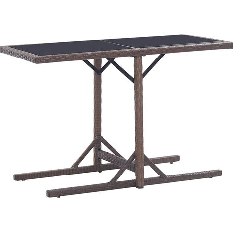 Mesa de jardín de vidrio y ratán sintético blanco 110x53x72 cm vidaXL