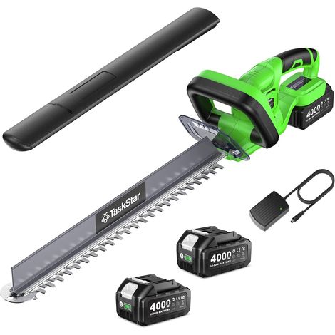 Taille Haie sans Fil 56 cm, Taille Haies Electrique avec Poignée Rotative, Collecteur de Débris, 2 Batteries 4,0Ah Rechargeables, Lame Double Action, Taille-Haies pour Arbustes et Jardin (1/5)
