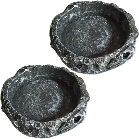 2 Pièces Bols à Eau pour Reptiles, Mangeoire pour Tortue, Bac à Eau en Résine pour Gecko Lézard Caméléon Serpent (1/5)