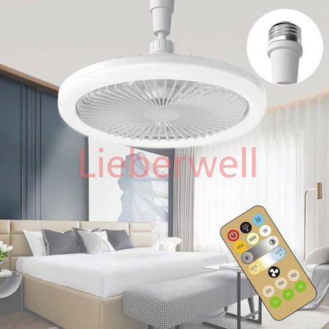 Ventilateur Plafond Avec Lumiere, E27 ventilateur De Plafond Avec Télécommande,3 vitesses,Temporisable, Silencieux (1/4)