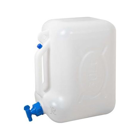 Ribimex – Jerrican alimentaire 30 litres en polyéthylène haute densité – Avec robinet – Pour stockage liquide alimentaire – Simple compartiment (1/2)