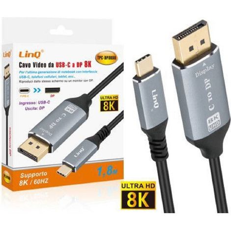 Trade Shop - VIDEOADAPTERKABEL VON TYP C AUF DP DISPLAY PORT ULTRA HD 8K 1,8 MT TPC-DP8K60 - (1/5)