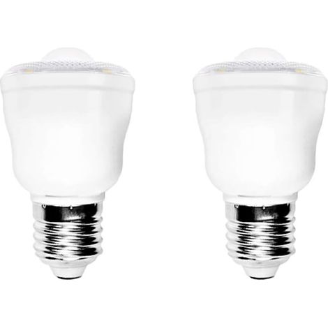 Pack of 2 2W LED Bulb with Infrared PIR Motion Detector, Night Light for Security, E27 Base, Cool White 6500K, AC 220V, Non-Dimmable (1/5)