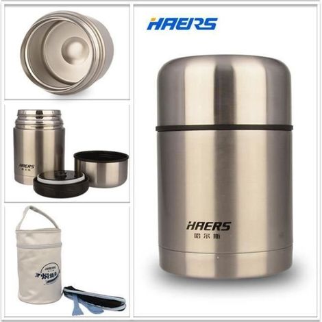 HAERS pot isotherme en acier inox de 600ml sac isotherme alimentaire conteneur vide Lunch Box Thermos (1/4)