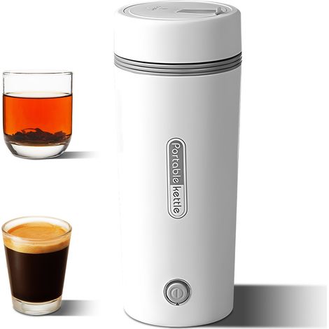 Bouilloire électrique voyage compacte 350ml 1.5tasse chauffe-eau thé café acier inoxydable 304 étanche arrêt auto 300W 110V/220V noir/blanc EU/US (1/3)