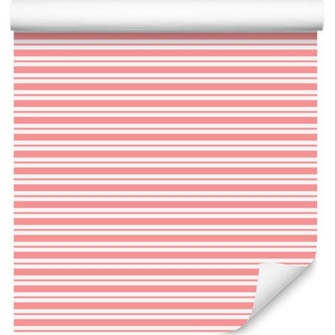 Papel pintado a cuadros coral y blanco para salón y dormitorio, 50x1000 cm (1/5)