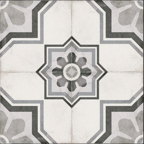 Aelle - Carrelage sol / mur effet ciment motif gris 20x20 cm ART NOUVEAU - CAPITOL GREY - Vendu par boîte de 1 m² (1/4)