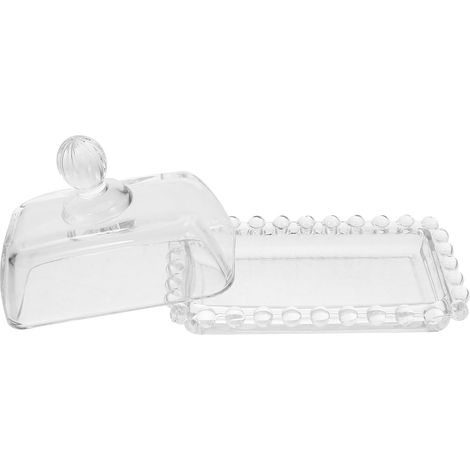 Beurrier Transparent en Verre avec Couvercle Plat à Beurre Mini 1 Pièce Assiette à Fromage Polyvalente pour Desserts et Rangement Cuisine et Sorties en Plein Air (1/5)