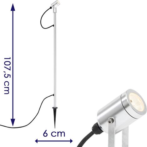 LED-Erdspießstrahler Gartenstrahler MONZA 107cm Aluminium, schwenkbar, 3W, IP44 (1/5)