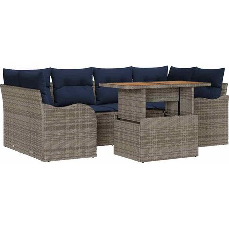 Garden Sofa Set 7 pcs Grey and navy blue vidaXL (1/5)