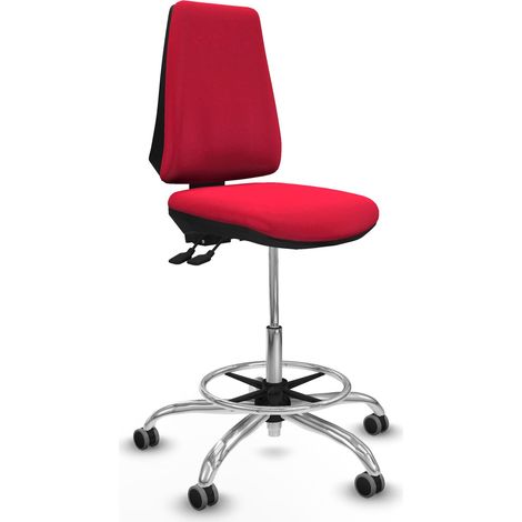 Taburete Elche AS bali rojo base cromada ruedas 65mm engomadas