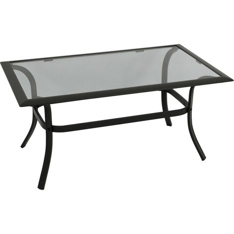 Beistelltisch ZAGREB 102x61x48cm, Stahl schwarz + Glas grau getönt