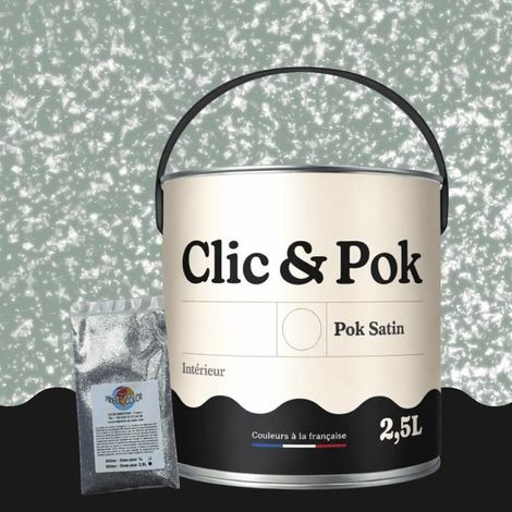 Peinture Effet Pailleté pour Murs & Plafonds - POK PAILLETTE - 2,5L - Vert Grisé (1/4)