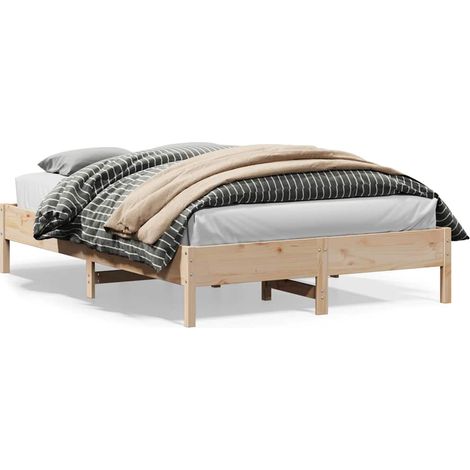 Cadre de lit 120 x 200 cm en pin massif avec sommier à lattes, sans matelas, 23kg - PANGIVO (1/5)