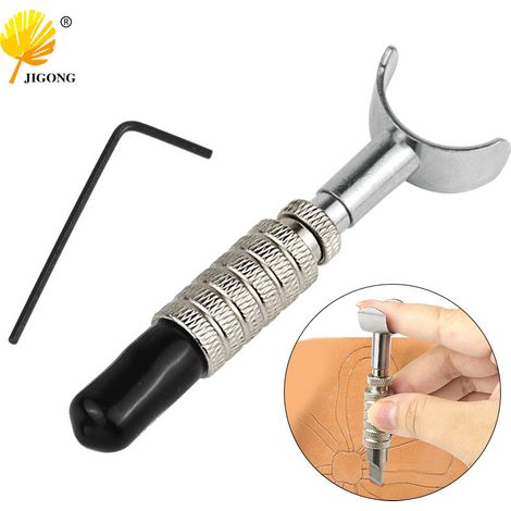 Outils pour la sculpture sur cuir (à faire soi-même) : couteau rotatif à sculpter, hauteur réglable, emballé dans un sachet plastique. (1/5)
