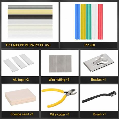 Kit de soudage plastique (118 pièces) - Kit d'outils de réparation de pare-chocs de voiture en TPO, ABS, PP, PE, PA, PC et PU (1/5)