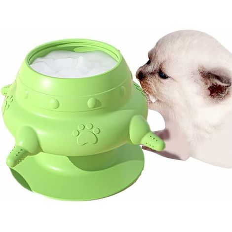 Mangiatoia per cuccioli, ciotola per il latte in silicone bionico per animali domestici con 4 ciucci e ventosa, biberon in silicone per cuccioli, per gattini, cuccioli, allattamento (verde)