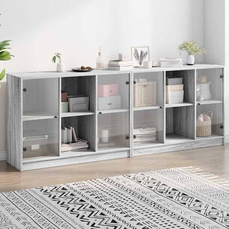 vidaXL Estantería con puertas madera gris Sonoma 204x37x75 cm (1/5)