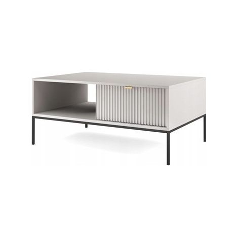 Table basse Gris 104x68x46cm design moderne avant rainuré avec tiroir de haute qualité modèle Noemie (1/5)