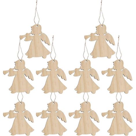 10 décorations de Noël en bois à suspendre, étiquettes cadeaux, pendentifs créatifs, ornements de Noël à faire soi-même, accessoires décoratifs avec H-6.55.6cm