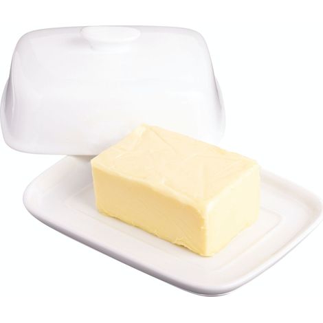 Kitchen Craft Portaburro, Porcellana, Argento, 14,2x10,9x7,5 cm