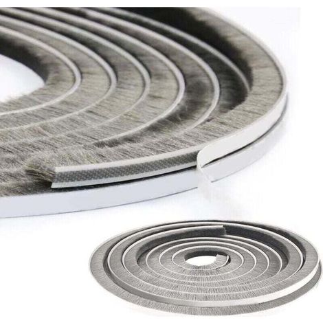 Bürstendichtung für Schiebetüren, 5 m (L) x 9 mm (B) x 23 mm (T), selbstklebende Bürstendichtung, Fensterdichtung für Schallschutztüren, für Schiebetüren und Fenster (Grau) (1/4)
