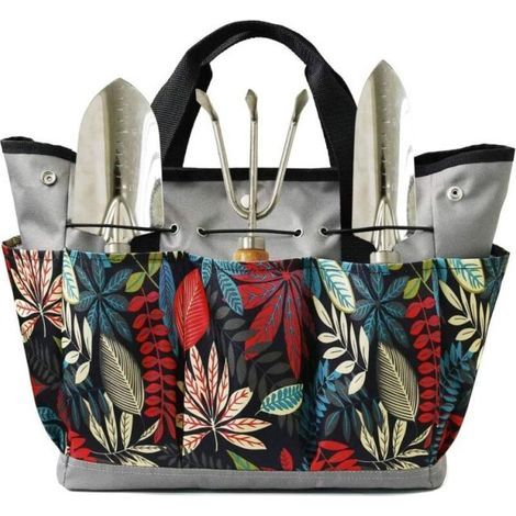 (Blumenmuster) Gartengeräte-Set, Gartentasche mit mehreren Fächern für Gartengeräte-Set, Gartengerätetasche (1/5)