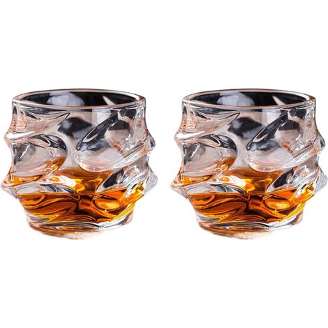 Einzigartige Bar Whisky Gläser 2er Set, 320ml Bleifrei Kristall Whiskey Glas,Rum Gläser für Cocktail Rum Wodka Scotch Gin Cognac Wasser Spülmaschinenfest