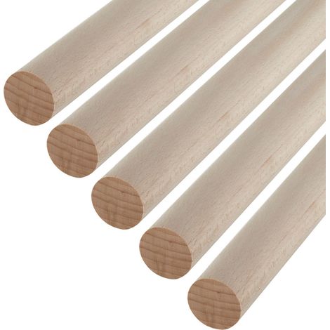 SOTECH Kleiderstange Garderobenstange Rundstab Holzstab zum Basteln Ø 30 mm Buche Länge: 50 cm , 5 Stück