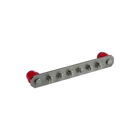 Dehn 472209 Potential equalization bar for industrial use, 6 connections, stainless steel
