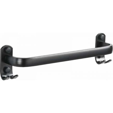 Barre porte-serviettes pour salle de bain - Support mural pour torchons de cuisine - Noir - 40 cm (1/5)
