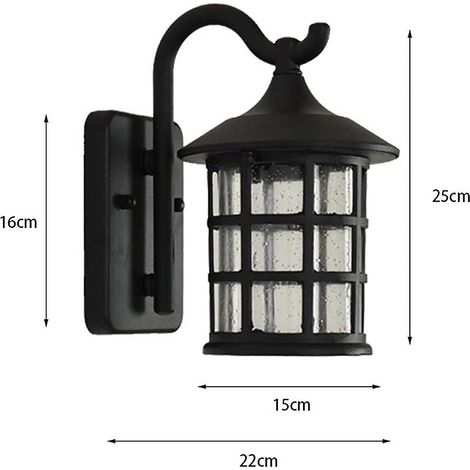 Applique Pared Exterior, Linterna Lampara Pared Lampara Impermeable De Aluminio Y Vidrio Jardin Retro Luces Exterior DecoracióN RúStica E27 Lamparas Para Puerta De Casa Garaje Porche Patio (1/4)