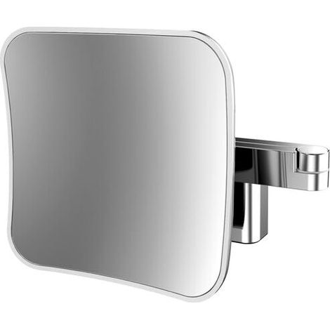 Miroir cosmétique et de Rasage à LED sur Double Bras articulé, Miroir cosmétique carré avec éclairage pour Montage Mural, Miroir grossissant à intensité Variable (5 Fois) (1/5)