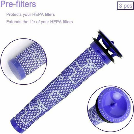 Kit d'accessoires pour aspirateur - - Dyson V6 - 3 post-filtres - 3 pré-filtres - Lavable et réutilisable (1/4)