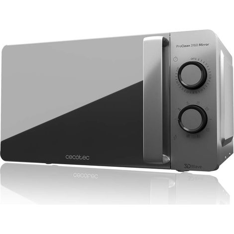 Micro-ondes 3160. Revêtement Ready2Clean pour Un Meilleur Nettoyage, Technologie 3D WAVE, Grill 800 W, 20 L. Design élégant avec Porte, 6 Niveaux, Argenté Miroir. (1/5)