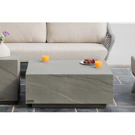 Table d’appoint en béton GFRC – Résistante aux intempéries – Design minimaliste – 86 x 66 x 35.6 cm – Usage intérieur et extérieur – Elementi (1/5)