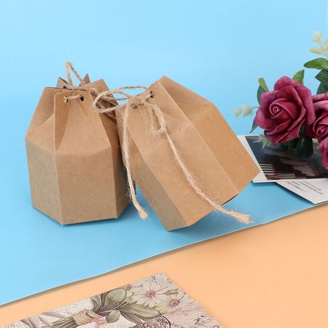 Lot de 50 sachets cadeaux originaux en papier, à décorer soi-même, avec corde en chanvre, pour mariage, baby shower ou autre fête prénatale. (1/5)