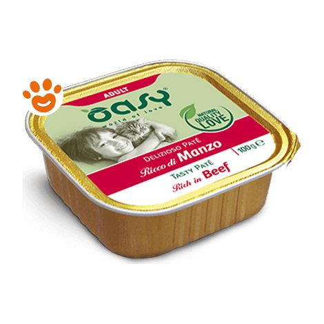 Oasy Gatto Delizioso Patè In Vaschetta 100gr Adult Manzo