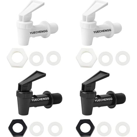 4er-Pack Getränkespender aus Kunststoff – Ersatz-Wasserhahn für Wasserspender – Geeignet für Kalt- und Heißgetränke, Bierfass, Glas, Kaffee, Saft, Trinkbrunnen, Schwarz (1/5)