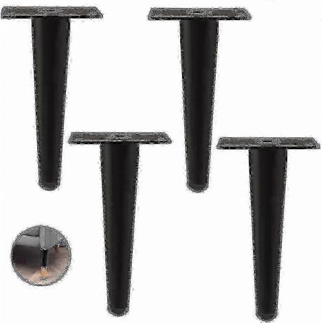 Un ensemble de 4 pieds de meubles en métal, compatibles avec les canapés, les tables, les armoires et les tables de chevet, design moderne en ligne droite, 25-26 pouces de haut, noir (20 cm). (1/5)
