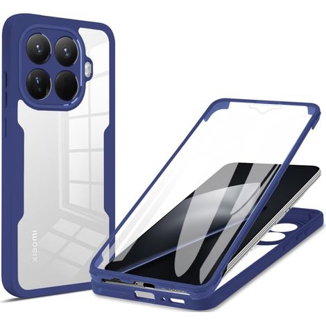 Coque pour Xiaomi 15T Pro avec Protection D'écran, Étui Avant et Arrière 360 Degres Antichoc Housse, Antirayures Robuste Bumper Transparente Case, Bleu (1/5)
