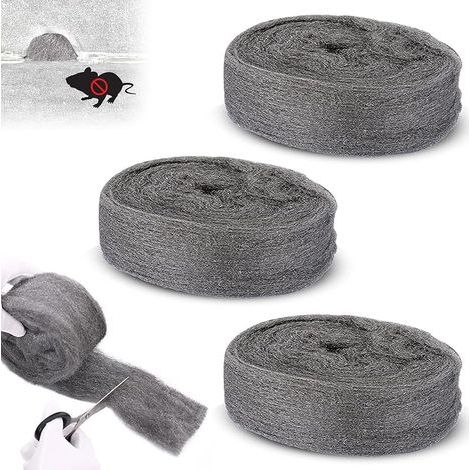 3 Rouleaux Laine D'acier, Polissage Acier Laine, Laine d'Acier de Nettoyage, Convient pour le Nettoyage, le Polissage, la Réparation des Fissures et la Protection Contre Les Rongeurs (Gris) (1/5)
