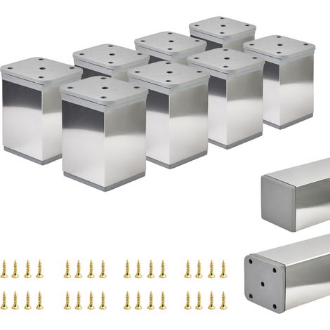 8 x Basic-Möbelfüße  Querschnitt 40 x 40 mm  Höhe 60 mm  Farbe: Elektropoliert + Schrauben inklusive (1/5)