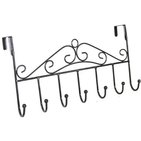 Tür-Kleiderbügelhakenhalter Metall Schwarz 7 Haken (73740001) (1/4)