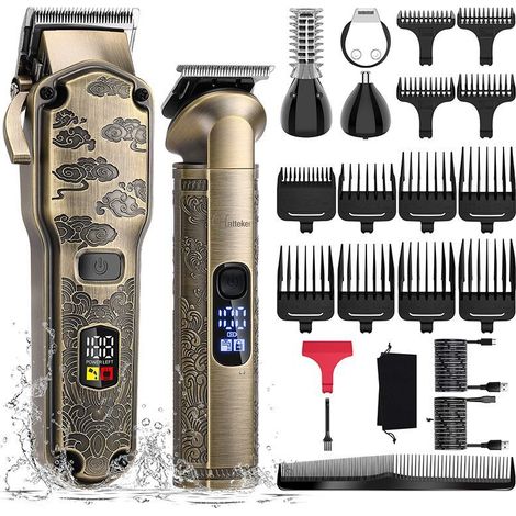 Recortadora de barba profesional para hombres, con cuchilla en T, para recortar zonas calvas, afeitadora eléctrica de precisión, recortadora corporal y de nariz, 8 en 1 (1/5)