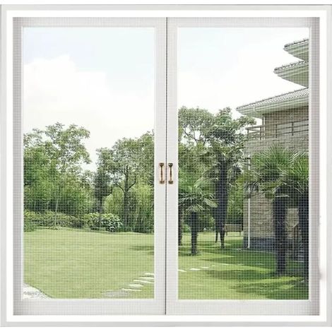 Moustiquaire de fenêtre, 120x120cm Auto-Adhesif en Maille anti Moustique Fenetre Sans Perçage pour Fenetre de Balcon Salon Patio，Blanc