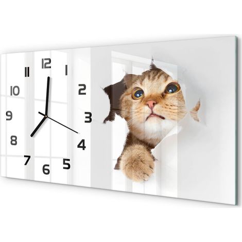 Horloge Murale Murale Large 60x30 cm Design Moderne Salon Chambre Bureau Chat dans le trou (1/5)