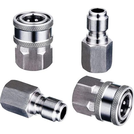 Pressure Washer Adapter 2 Sets 3/8 Inch Quick Connect Fittings Stainless Steel Pressure Washer Fittings Male And Female Power Washer Quick Disconne (1/5)